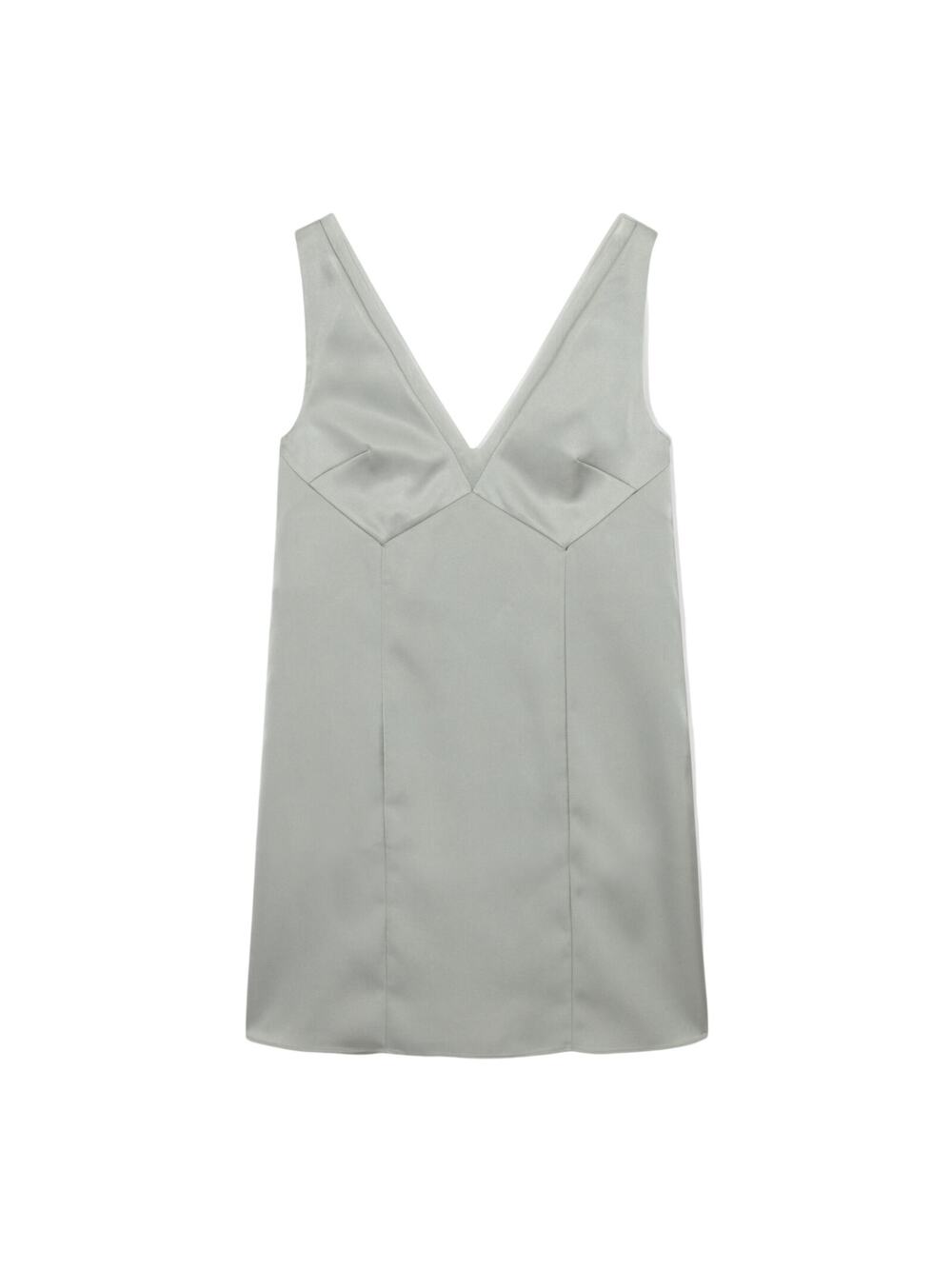 Cos Sleek Silver Panelled Satin Slip Mini Dress Size 2